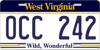 WV license plate OCC242
