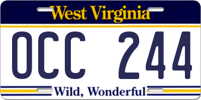 WV license plate OCC244