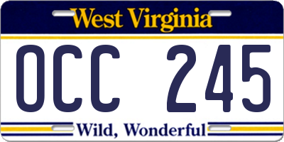 WV license plate OCC245