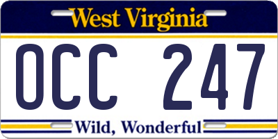 WV license plate OCC247