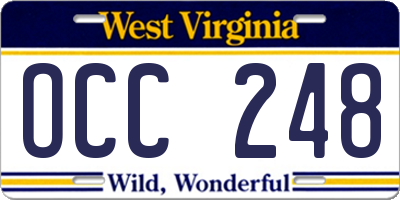 WV license plate OCC248