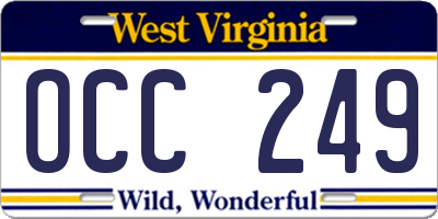 WV license plate OCC249