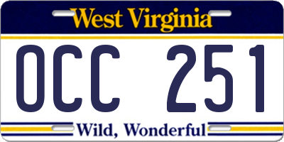 WV license plate OCC251