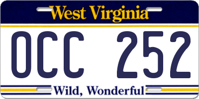 WV license plate OCC252