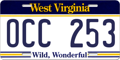 WV license plate OCC253