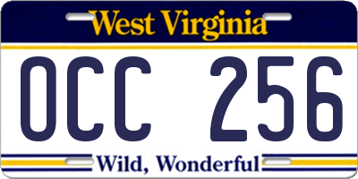 WV license plate OCC256