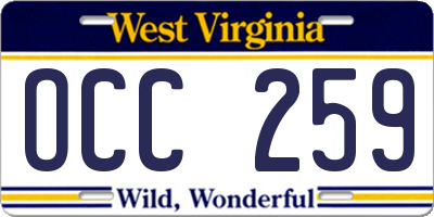 WV license plate OCC259
