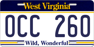 WV license plate OCC260
