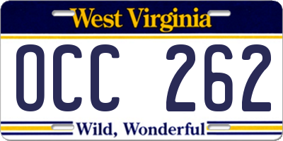 WV license plate OCC262