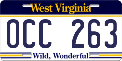 WV license plate OCC263