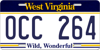 WV license plate OCC264