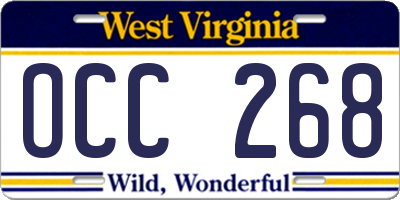 WV license plate OCC268