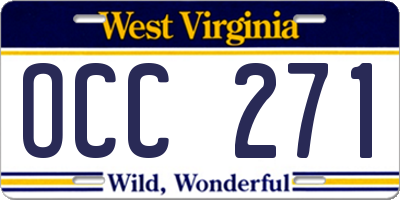 WV license plate OCC271