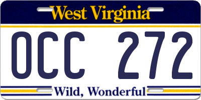 WV license plate OCC272