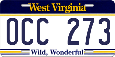 WV license plate OCC273