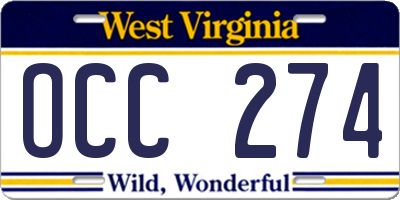 WV license plate OCC274