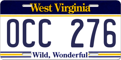 WV license plate OCC276