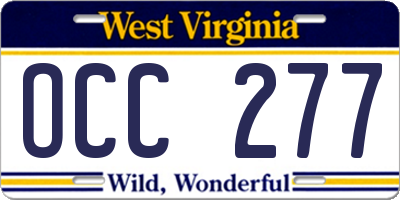 WV license plate OCC277