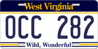 WV license plate OCC282