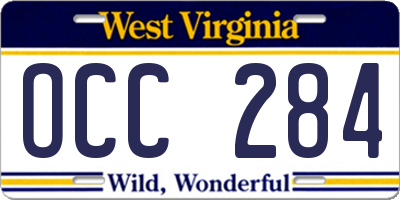 WV license plate OCC284