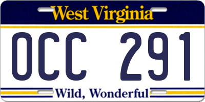 WV license plate OCC291