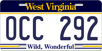 WV license plate OCC292