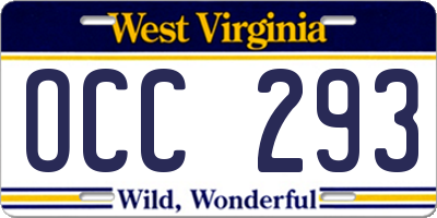 WV license plate OCC293