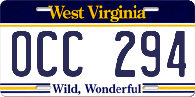 WV license plate OCC294