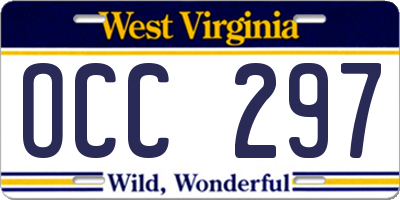 WV license plate OCC297