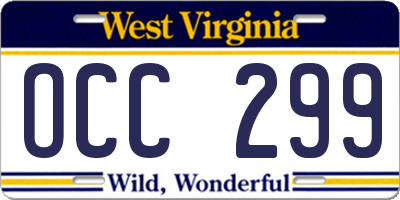 WV license plate OCC299