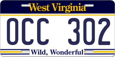 WV license plate OCC302