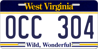 WV license plate OCC304