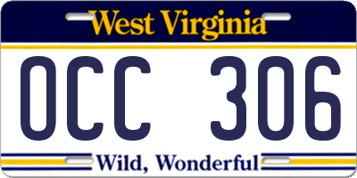 WV license plate OCC306