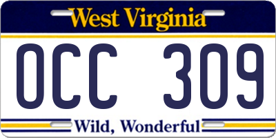 WV license plate OCC309