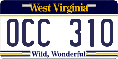 WV license plate OCC310