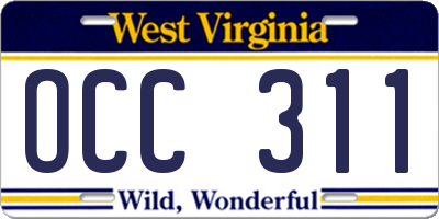 WV license plate OCC311