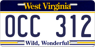 WV license plate OCC312