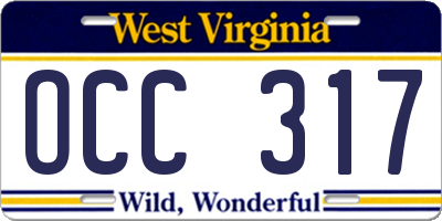 WV license plate OCC317