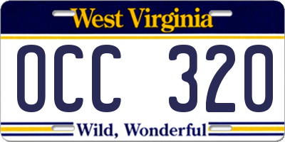 WV license plate OCC320