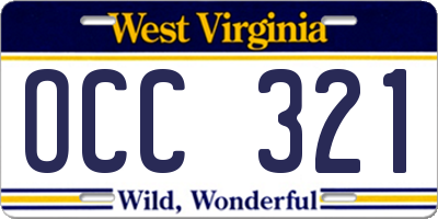 WV license plate OCC321