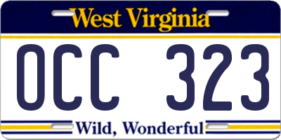 WV license plate OCC323