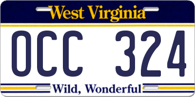 WV license plate OCC324