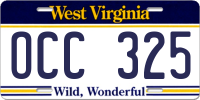 WV license plate OCC325