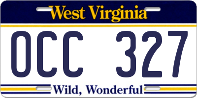 WV license plate OCC327