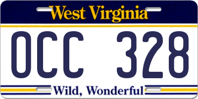 WV license plate OCC328