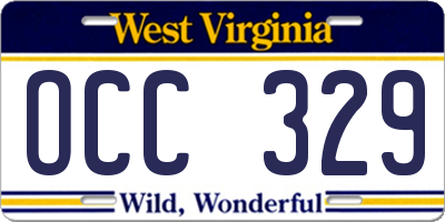 WV license plate OCC329