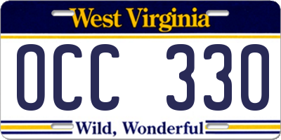 WV license plate OCC330