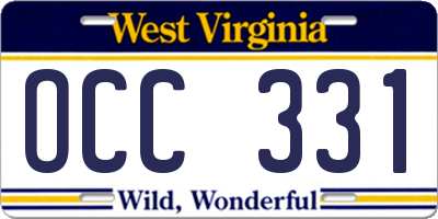 WV license plate OCC331
