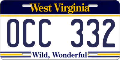 WV license plate OCC332