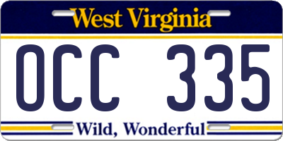 WV license plate OCC335